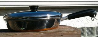 Vintage Revere Ware 1801 10 - Inch Copper Bottom Skillet With Lid Made In Usa