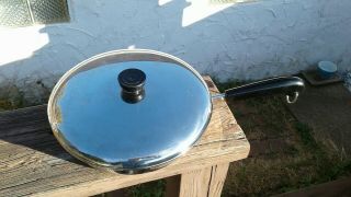 Vintage Revere Ware 1801 10 - inch Copper Bottom Skillet With Lid Made In USA 2