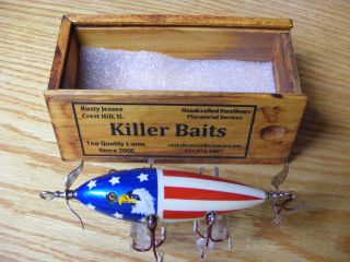 Killer Baits Rusty Jessee Heddon 300 Style Glasseye 5 Hooker In American Eagle