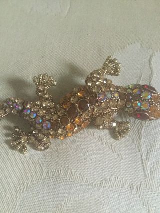 Vintage Butler And Wilson Lizard Brooch With Colour Stones