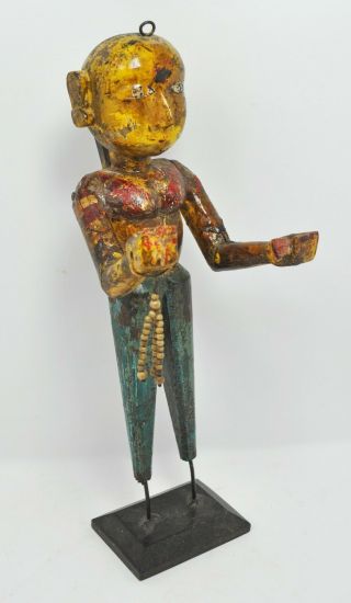 Old Antique Hand Carved Painted Wooden Goddess Gangaur Figurine