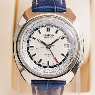 Authentic Mens Seiko World Time Gmt Date Ref.  6117 - 6400 White Dial Automatic