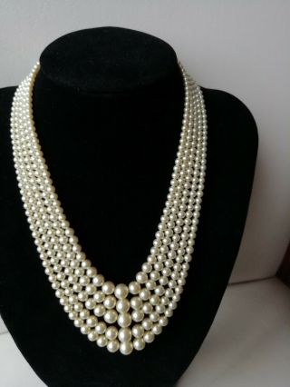 Vintage Jewellery 5 String Faux Pearl Necklace