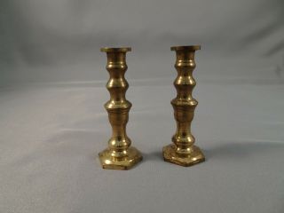 Vintage Miniature Matched Pair Brass Candlesticks 2 " Tall Dollhouse