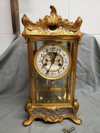 Seth Thomas Crystal Regulator Antique Mantel Clock Empire No.  11