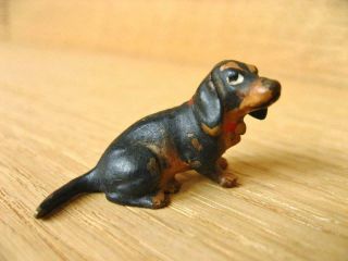 Antique / Vintage Early 20th C Austrian Cold Painted Bronze Miniature Dachshund