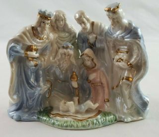 Vintage Nativity Ceramic One Piece Set - Baby Jesus Mary Joseph & 3 Wise Men