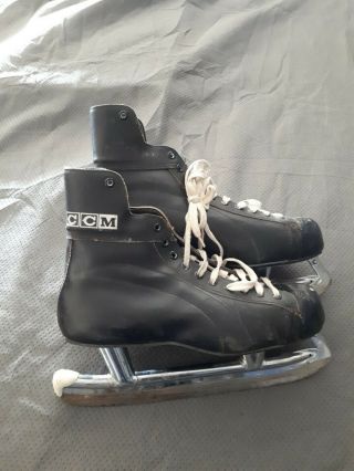 Vintage Ccm Hockey Skates Leather Mens Size 9 Great Shape