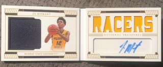 2019/20 National Treasures Ja Morant Two Color Jersey Patch Book Auto Rc 50/56
