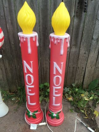 Blow Mold Noel Candles 39 " Lighted Vintage Christmas Union Products 