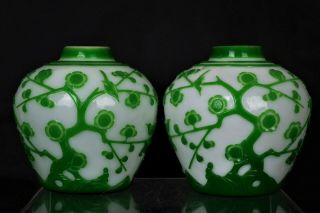Fine Rare Antique Chinese Qing Peking Glass Jars