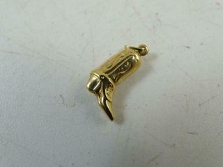 Vintage 14k Solid Yellow Gold Charm Cowboy Boot Figural Miniature 3/4 " Tall 0.  4g