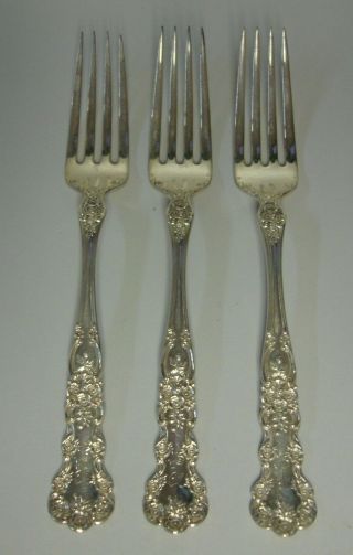 Gorham Sterling Buttercup 7 " Luncheon Forks Set Of Three (f Monogram) Pre 1950
