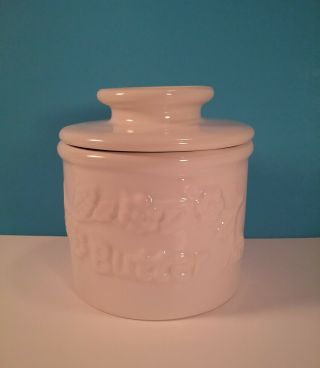 The Butter Bell Fresh And Creamy L.  Tremain 1997 Vintage Crock White Ceramic