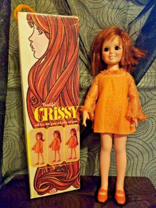 1969 Ideal Crissy Doll Growing Hair Box Orange Dress Shoes