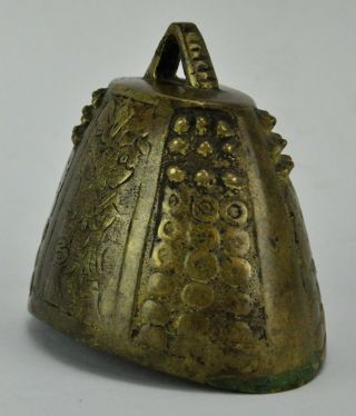 Antique Chinese bronze bell with Buddha and inscription.  4” tall.  (BI MK/180320) 3