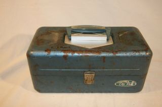 Vintage Old Pal Metal Fishing Tackle Box 2 Tray Good