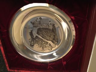 Franklin Sterling Silver Christmas Plate Norman Rockwell Trimming The Tree