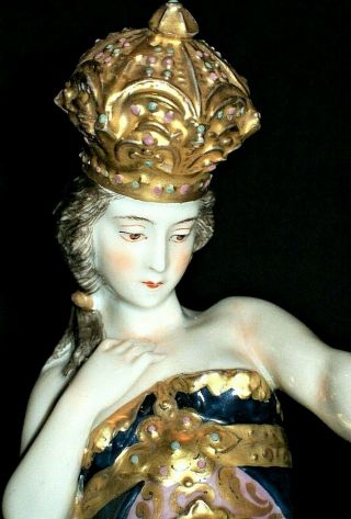 Antique German Art Deco Volkstedt Lady Semi Nude Harem Dancer Porcelain Figurine
