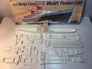 Vintage Revell Ss United States Ship Model Kit - Box Worlds Fastest Liner