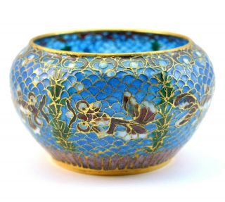 Vintage Japanese Gilded Plique A Jour Cloisonne Small Ornamental Goldfish Bowl