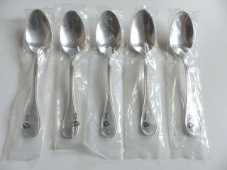Set Of 5 Christofle Hotel " Albi " Silver Plate Dinner Spoons 8 1/10 "