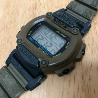 Vintage Timex Magnum Men 200m Brown Digital Alarm Chrono Watch Hours Battery