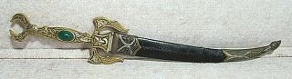 Vintage Jeweled Letter Opener Scimitar Sword With Sheath Knife Dagger