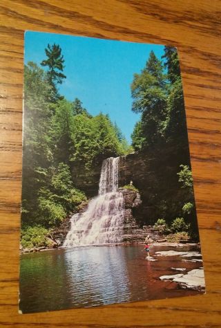 000 Vintage Cascade Falls Mountain Lake,  Va Post Card Rppc Giles County