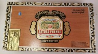 Cigar Box Wood Paper Covered Lift Lid Arturo Fuente Rosado Sungrown