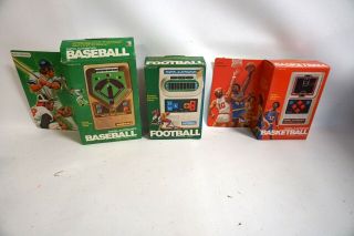 Vintage Mattel Electronics Baseball Football And Basketball Box W30