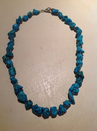 Vintage Persian Turquoise Chunky Bead Necklace Beads