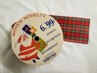 Vintage Christmas Ribbon Rolls Offray Cleo Red Deco - Vel Gift Tie Fancy Plaid USA 2