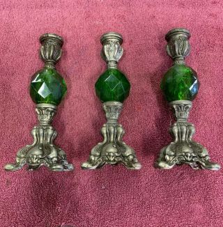 3 Vintage Candle Holders / Victorian Household / Art Deco