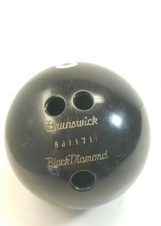 Vintage Brunswick Black Diamond Bowling Ball 13.  85 Pounds.  Black.  Model Bj1171