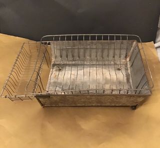 Vintage Wire Dish Drainer Rack,  With Metal Dish Tray,  Dish Drying Rack