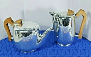 Vintage Aluminum And Teak Mid Century Modern Picquot Ware Coffee Pot,  Tea Pot