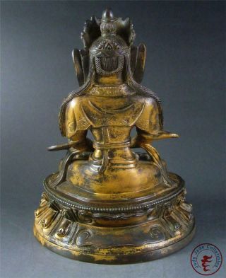 Very Large Old Chinese Tibet Gilt Bronze Tibetan Buddha Sakyamuni Statue Qing Dy 3