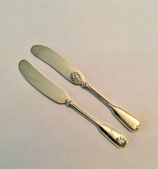 Pair (2) Tiffany Sterling Shell & Thread All Sterling Flat Butter Spreaders