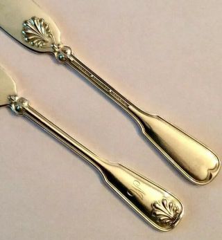 Pair (2) Tiffany Sterling Shell & Thread All Sterling Flat Butter Spreaders 2