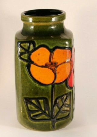 Scheurich 216 - 20 - Small Vintage West German Vase - Green with flowers 2