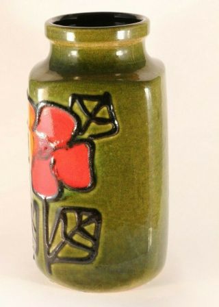 Scheurich 216 - 20 - Small Vintage West German Vase - Green with flowers 3