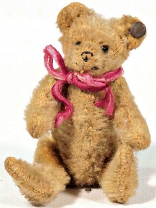Lovely Antique Miniatur 3,  5 " Blond Steiff Teddy With Ff Button