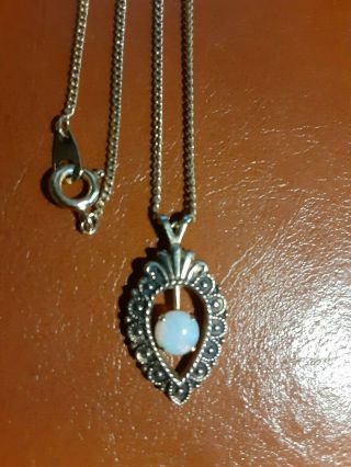 Vintage 12k G.  F.  Opal Pendant Necklace,  18 " Chain Is Marked Ns.