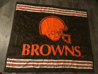 Vintage Nfl Cleveland Browns Biederlack Stadium Blanket Throw Double Sided 42x57