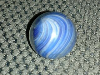 Vintage Marble German Handmade Onion Skin Swirl 3/4 " Blue White