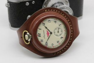 Vintage Military 3602 Brutal Pocket Watch,  Wwi Style Leather Wristband Wwii