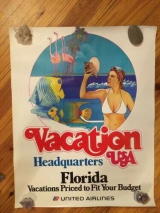 Vintage Travel Poster: United Air Lines.  Florida.