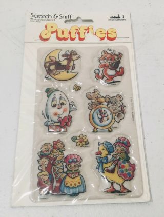 Vintage Mark 1 Fairy Tales Puffies Puffy Stickers Scratch N Sniff 1984 Nos