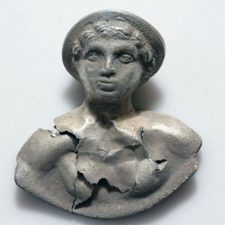 Very Rare - Roman Silver Male Bust Ornament Circa 50 Bc - 400 Ad